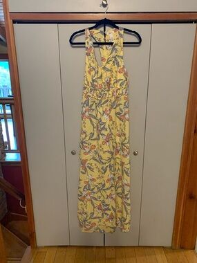 Boho Maxi dress by Japna in trendy pastel yellow, pink and blue (large)